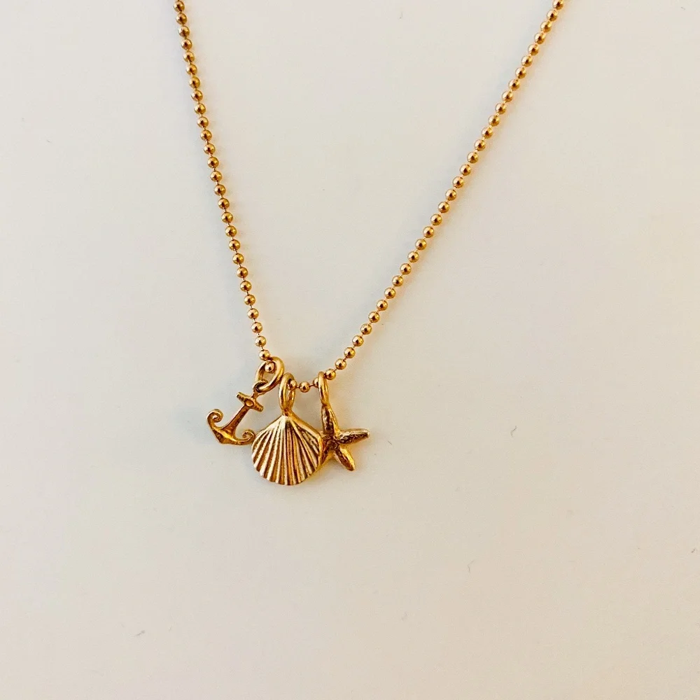 Anchor Shell Starfish Necklace Catherine Weitzman Rose Gold Vermeil - Picture 3 of 4